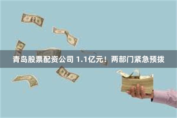 青岛股票配资公司 1.1亿元！两部门紧急预拨