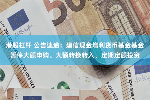 港股杠杆 公告速递：建信现金增利货币基金基金暂停大额申购、大额转换转入、定期定额投资