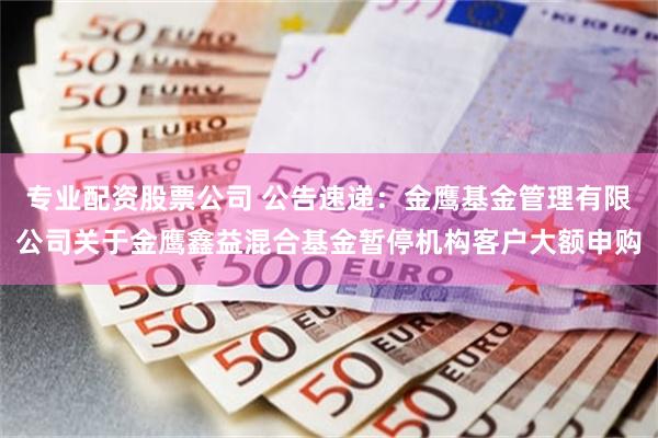 专业配资股票公司 公告速递：金鹰基金管理有限公司关于金鹰鑫益混合基金暂停机构客户大额申购